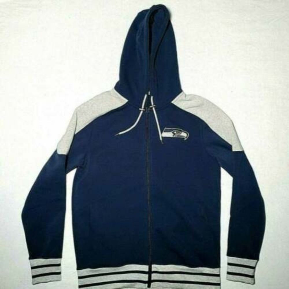 Mens M Seattle Seahawks Zip Up Hoodie Sweatshirt New MSRP $90 Embroidered